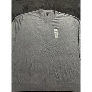 Mens V Neck Longsleeve Lightweight Sweater Gray 4XL Nwt